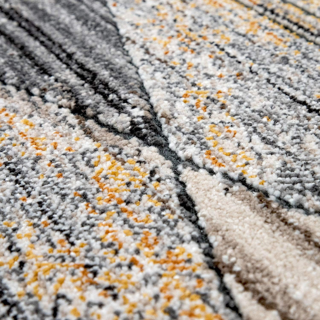 Modern Rug for Living Rooms Abstract Design, 3D Effect in Grey Yellow, Size:2'8" x 4'11"