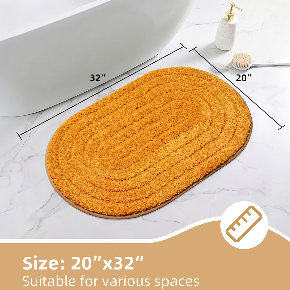 Half Circle Boho Bathroom Rugs with Tassels Non Slip Absorbent
